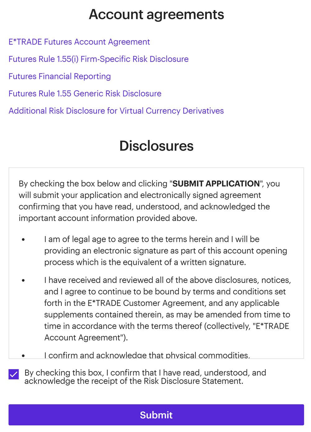 Etrade Futures