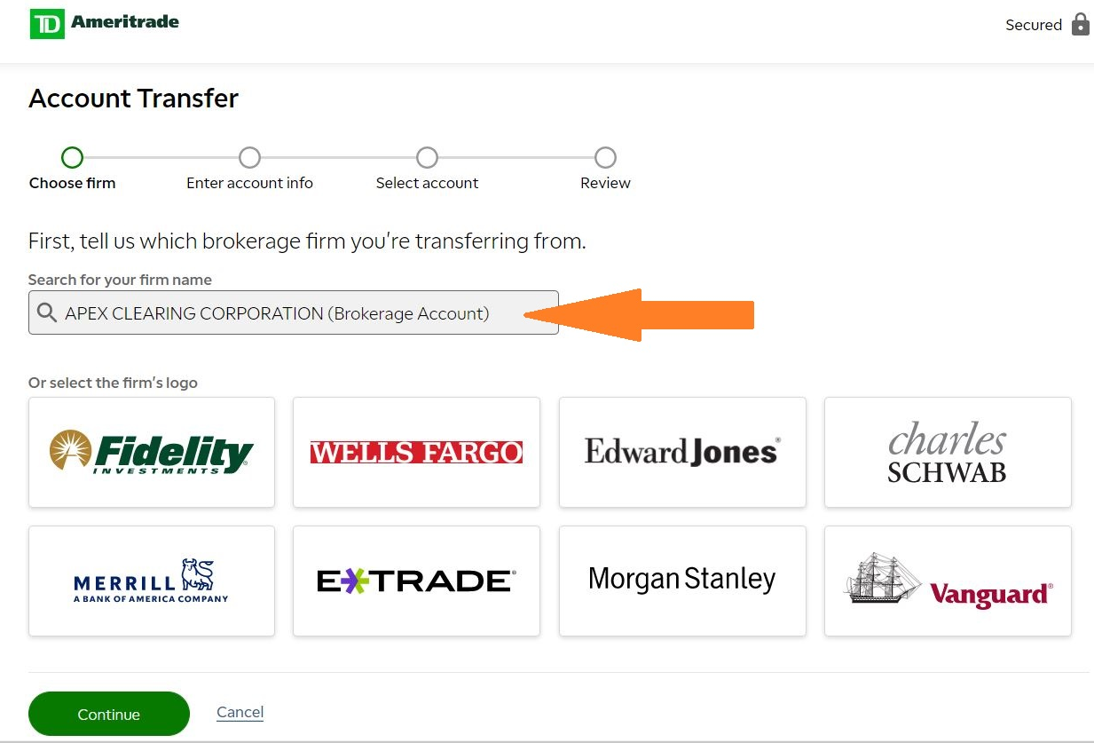 Transfer TradeStation stocks to Charles Schwab