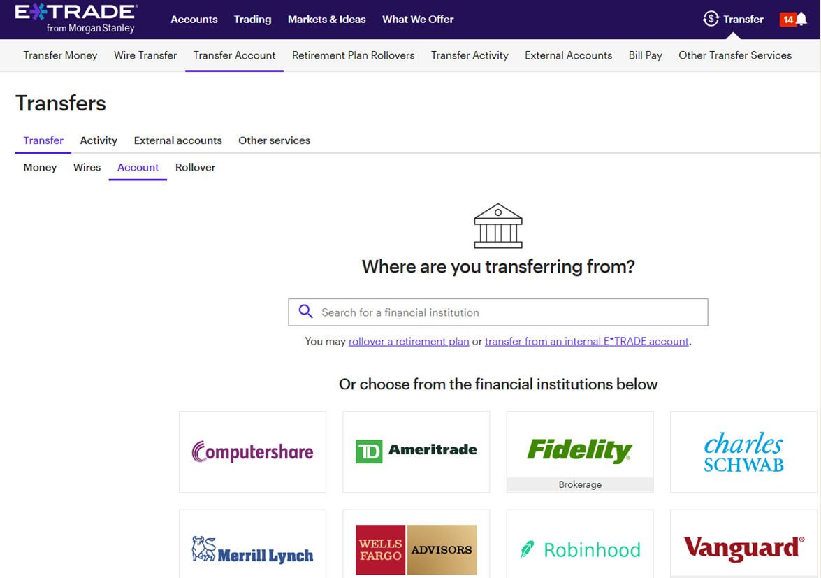 Transfer from Fidelity to Etrade