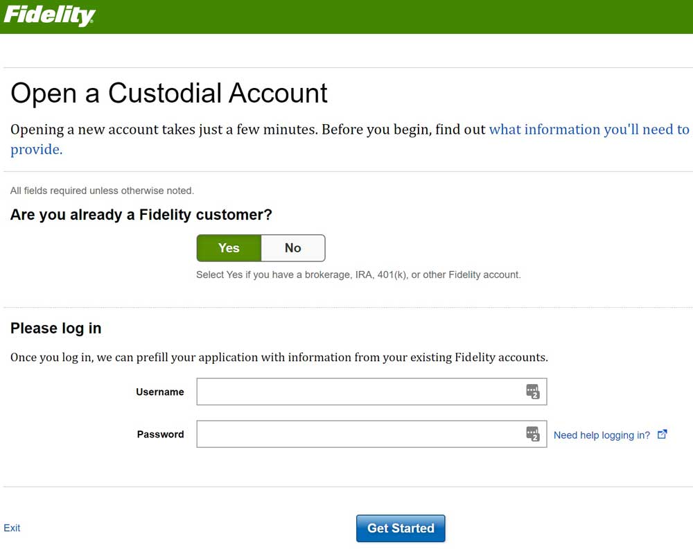 fidelity custodial Account form