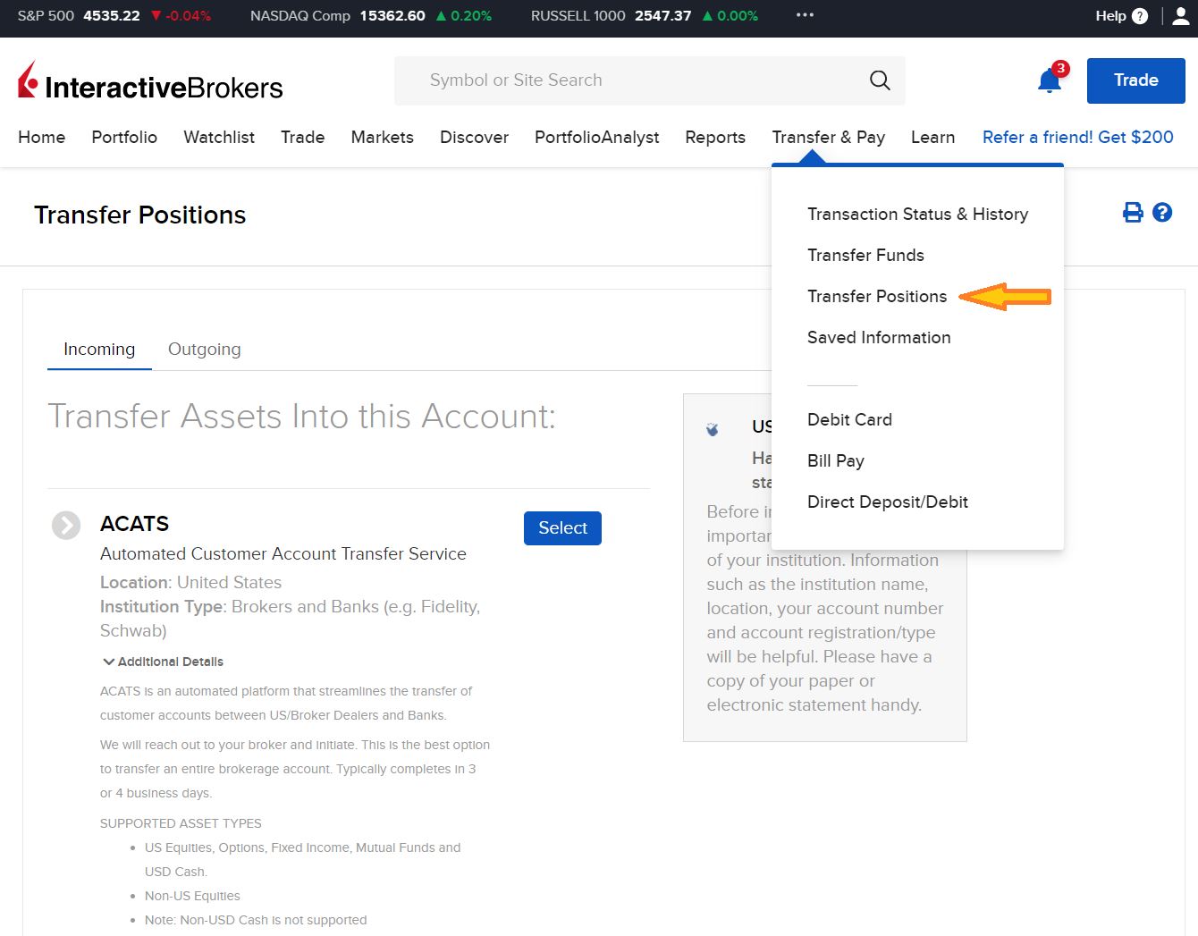 Transfer Webull to Interactive Brokers